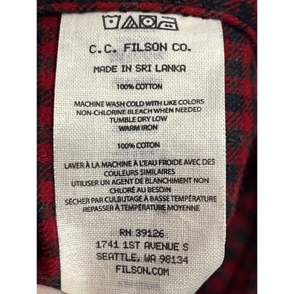 Filson Western Trim Fit Snap Shirt XXL Red Black Plaid 100% Cotton Workwear - Picture 8 of 9